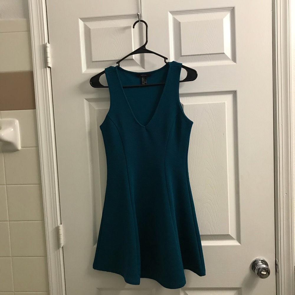 Turquoise V Neck Mini Dress